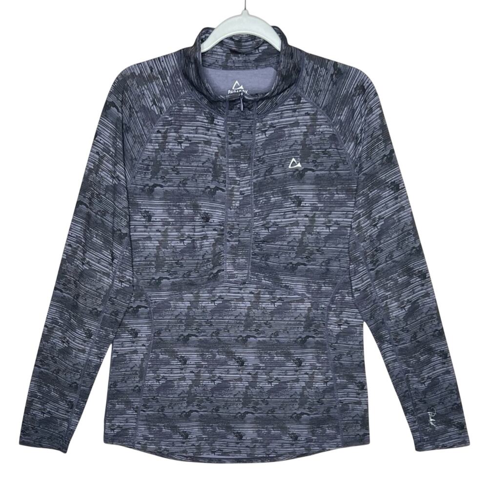 Paradox Womens Base Layer Top Printed Ruched Zip Neck Merino Wool Blend XL